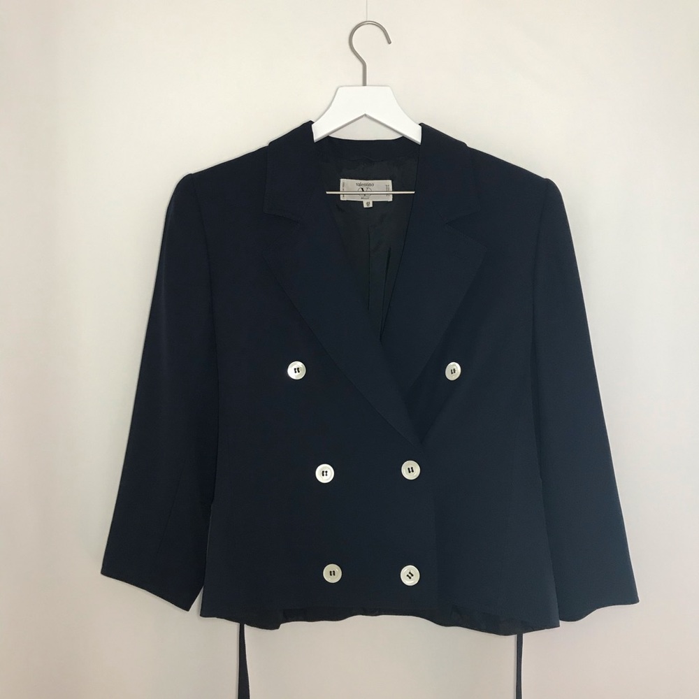 Valentino Miss V Navy Tie Back Jacket